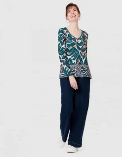 T-shirt motif vert beige