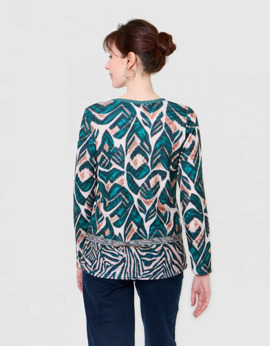 T-shirt motif vert beige