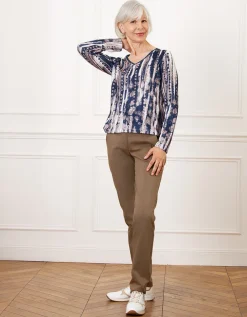 T-shirt V doux motif bleu
