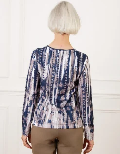 T-shirt V doux motif bleu