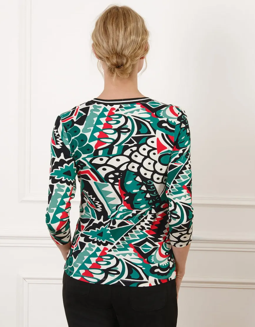T-shirt vert motif noir