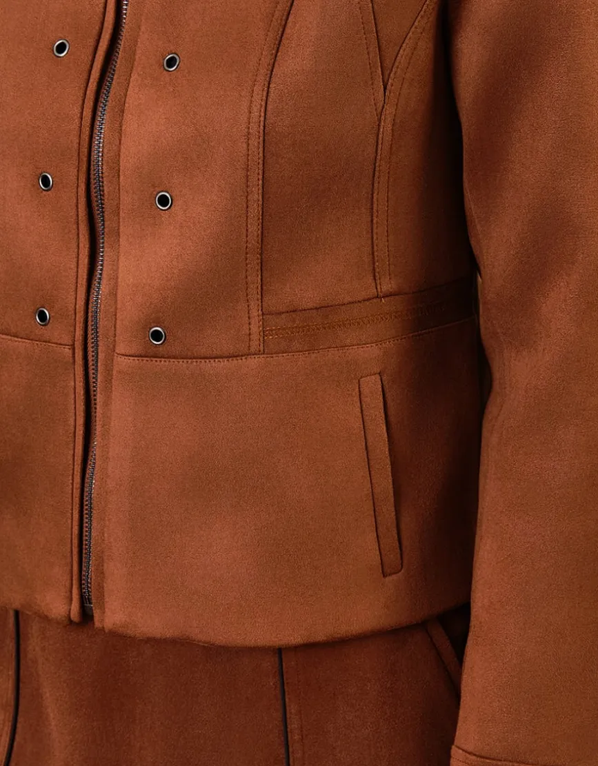 Veste chic suédine camel