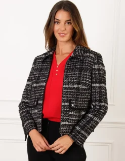 Veste courte tweed noir