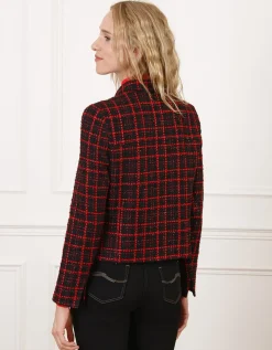 Veste courte tweed rouge