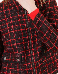 Veste courte tweed rouge