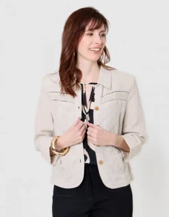 Veste légère lin beige