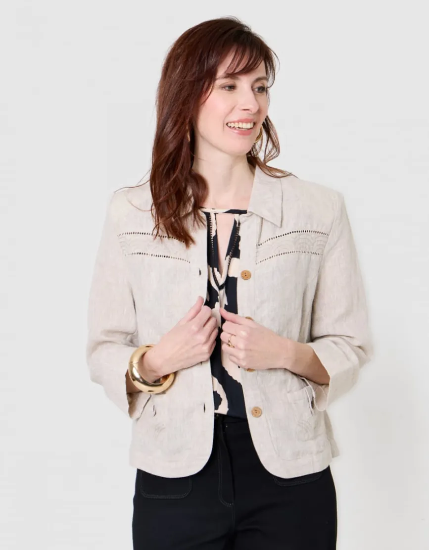 Veste légère lin beige