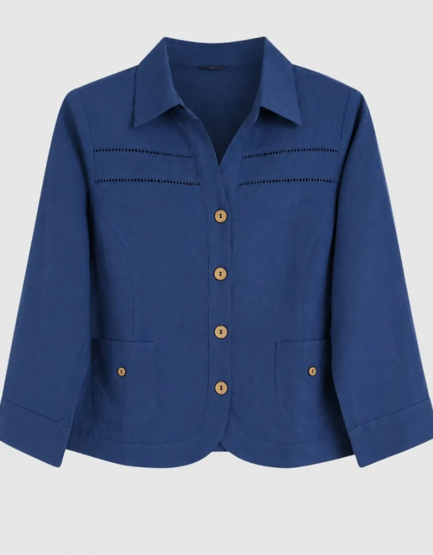 Veste lin coton bleu