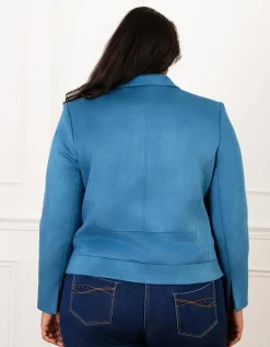 Veste suédine zip bleu